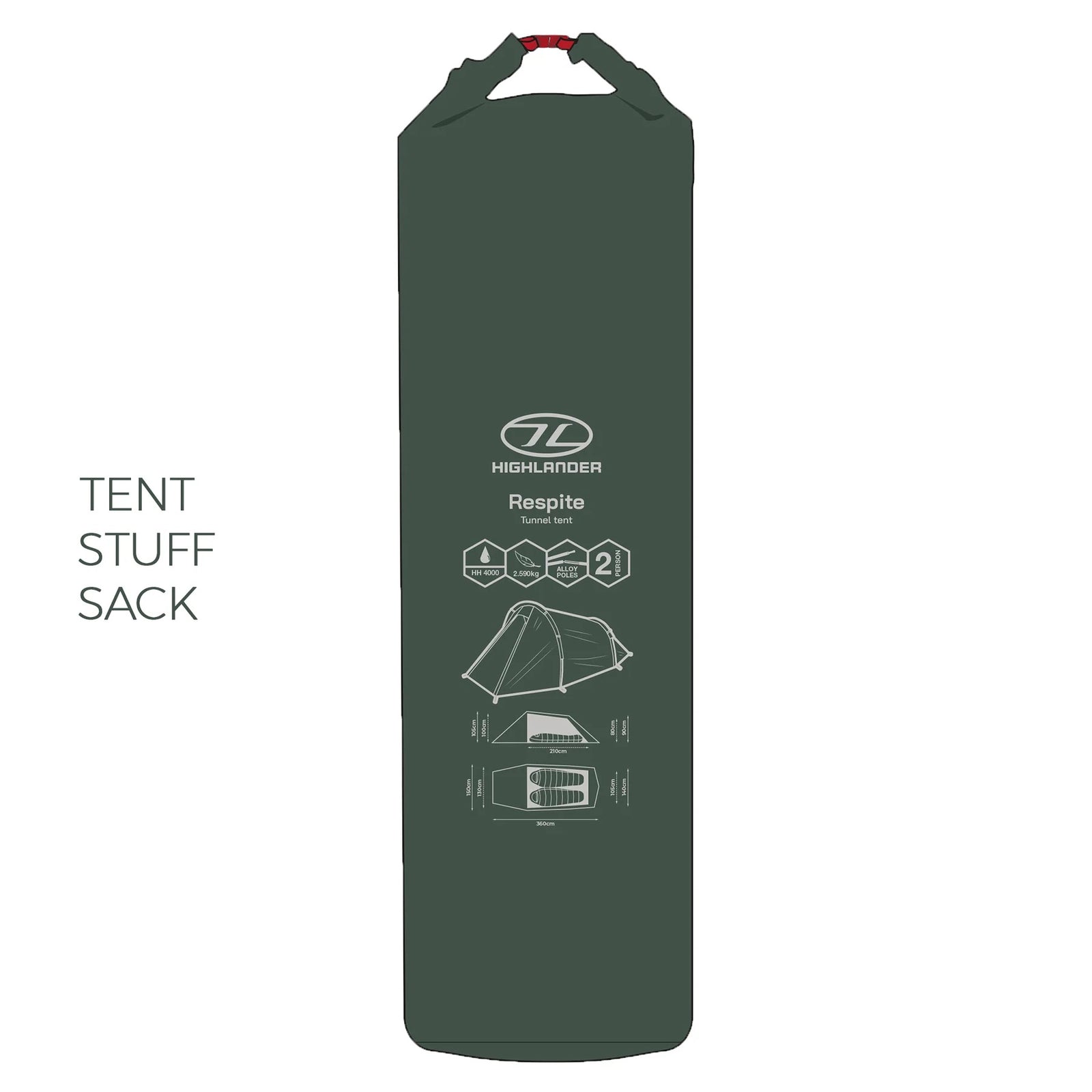 Highlandert Respite 2 Personen Tunnelzelt - Pine Green