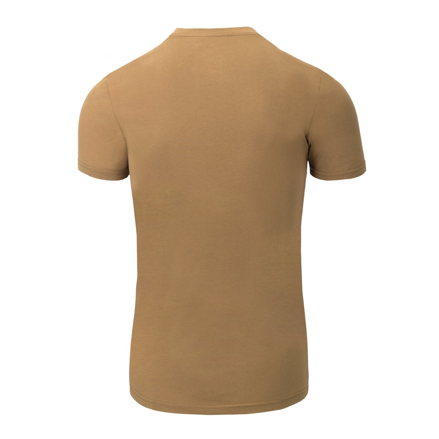 Ein schlichtes, kurzärmeliges HELIKON-TEX T-Shirt Slim aus Bio-Baumwolle in U.S. Green, von hinten auf weißem Hintergrund. Die schmale Passform weist keine sichtbaren Logos, Muster oder Designs auf dem Stoff auf.