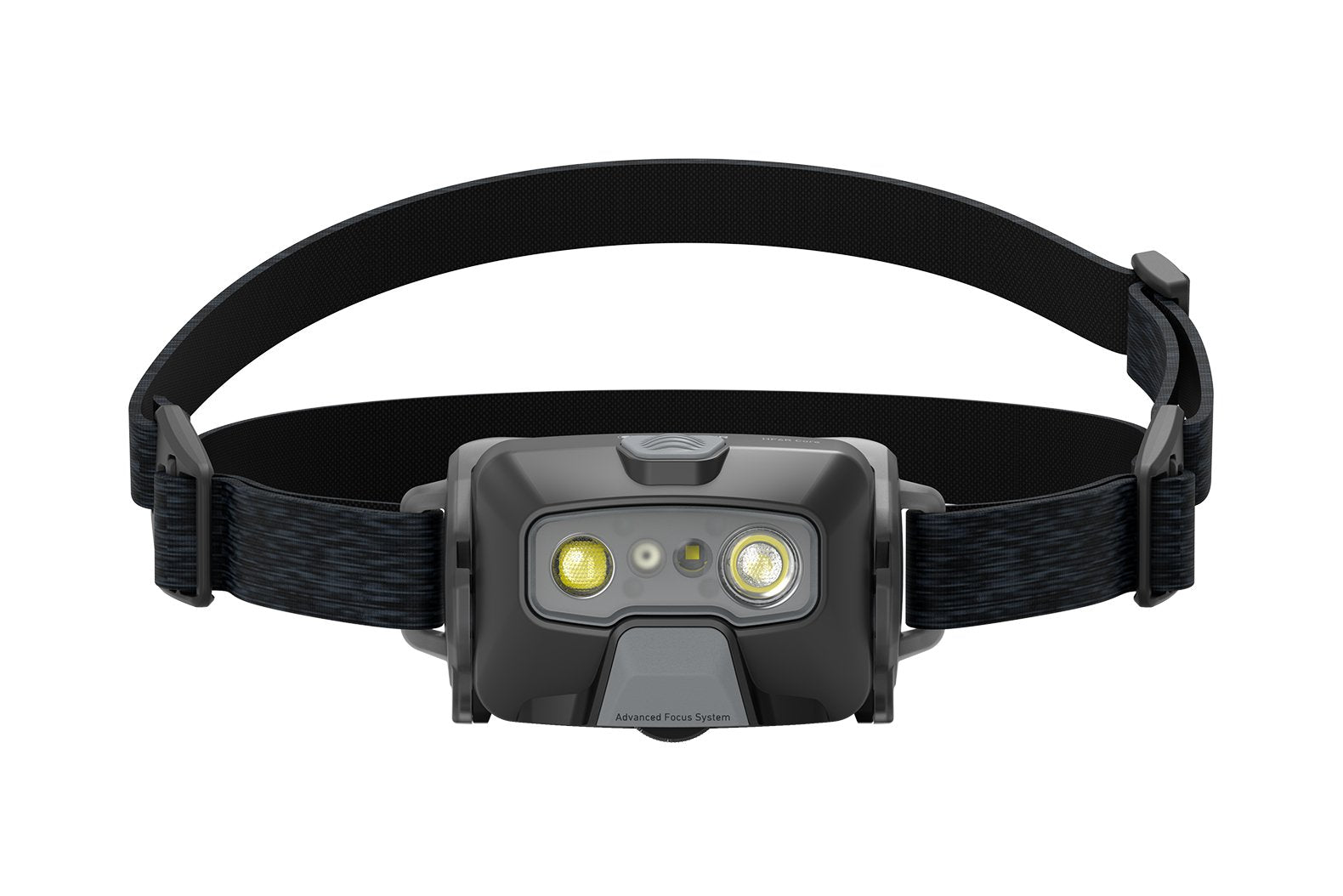 Die LEDLENSER HF6R Core ist eine schwarze Stirnlampe mit einem verstellbaren Gummiband und zwei LEDs auf der Vorderseite, die 800 Lumen für eine zuverlässige, freihändige Beleuchtung liefern.