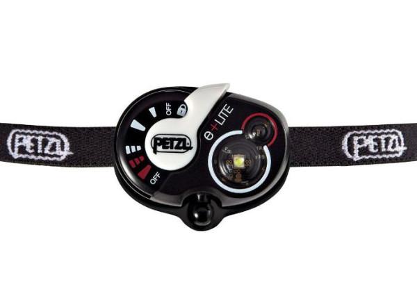 Die PETZL Kopflampe e+LITE® ist schwarz, ultrakompakt, bietet 50 Lumen, ein verstellbares elastisches Band und zentrales Licht. On/Off-Kontrollräder sowie das Petzl-Logo auf Lampe und Band - perfekt für Notfälle.