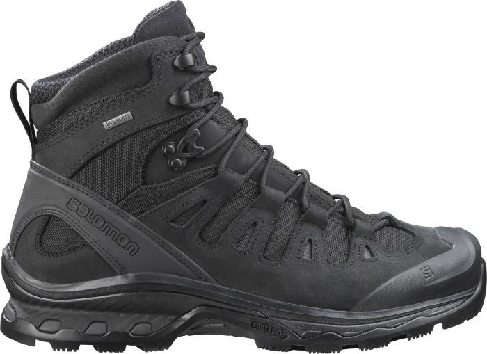 Der SALOMON FORCES QUEST 4D GTX FORCES 2 DE - Black ist ein strapazierfähiger Hochschaft-Wanderstiefel mit robuster Sohle, Mesh-Einsätzen, stabilen Schnürsenkeln und GORE-TEX-Imprägnierung - ein idealer Einsatzstiefel für harte Outdoor-Aufgaben.