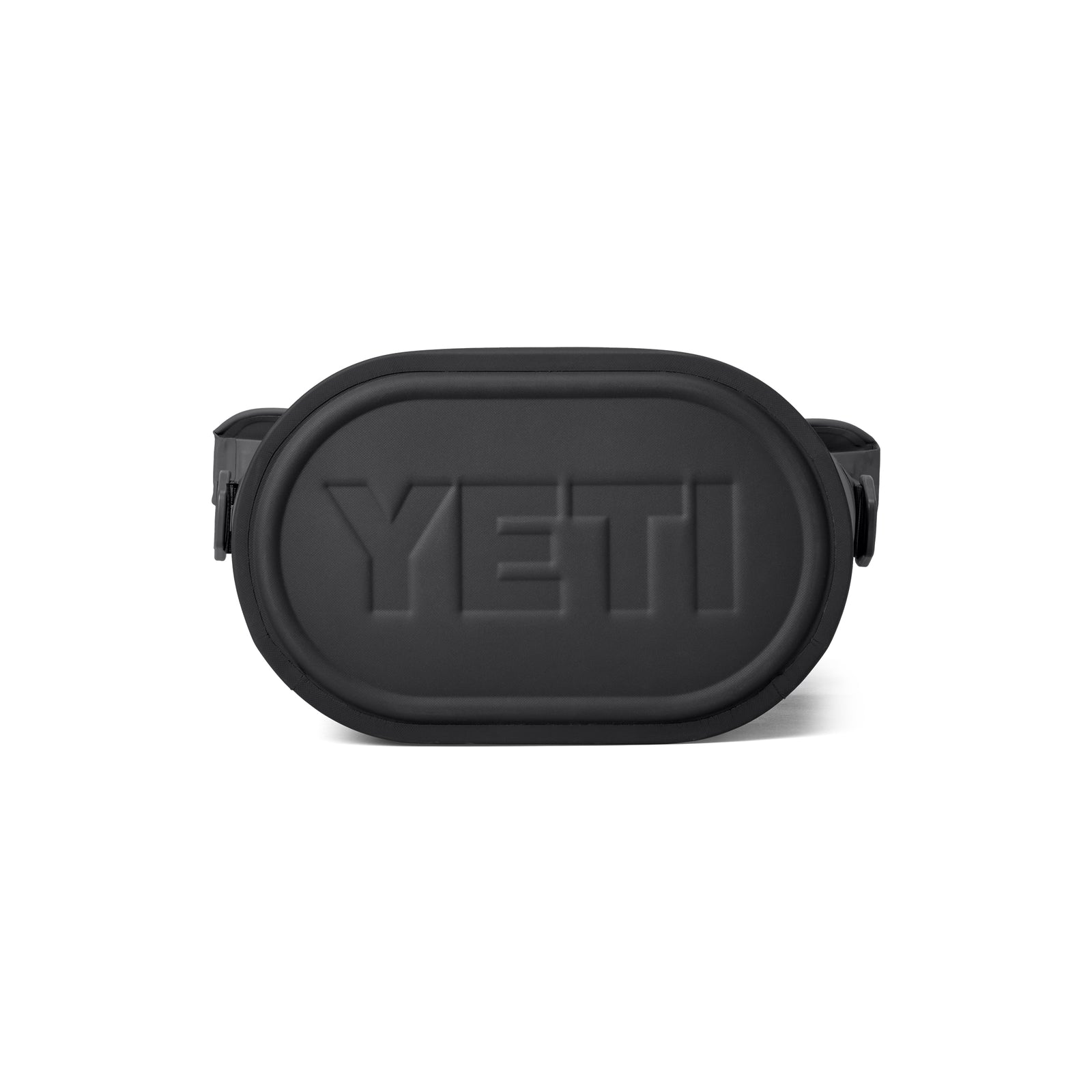 Der YETI® Hopper M15 Soft Cooler in Charcoal hat eine ovale Form, eine strukturierte Oberfläche, ein geprägtes YETI-Logo und seitliche Clips - ein stilvolles Accessoire zum Tragen oder Befestigen an Ihrer Soft Cooler oder Kühltasche.
