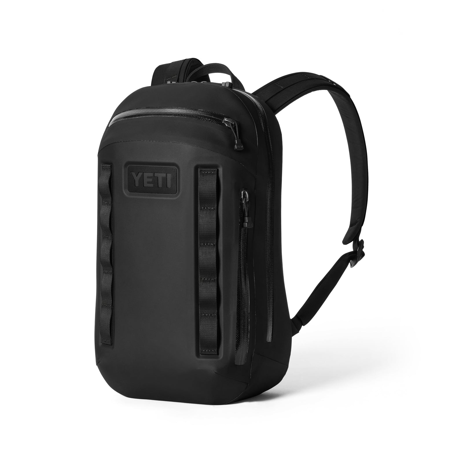 Der YETI® Rucksack Cayo™ 15L in Schwarz ist ein strapazierfähiger Rucksack mit einem Griff an der Oberseite, zwei Reißverschlussfächern, verstellbaren Schulterriemen und schwarzen Gurtbandakzenten - perfekt für jedes Abenteuer.