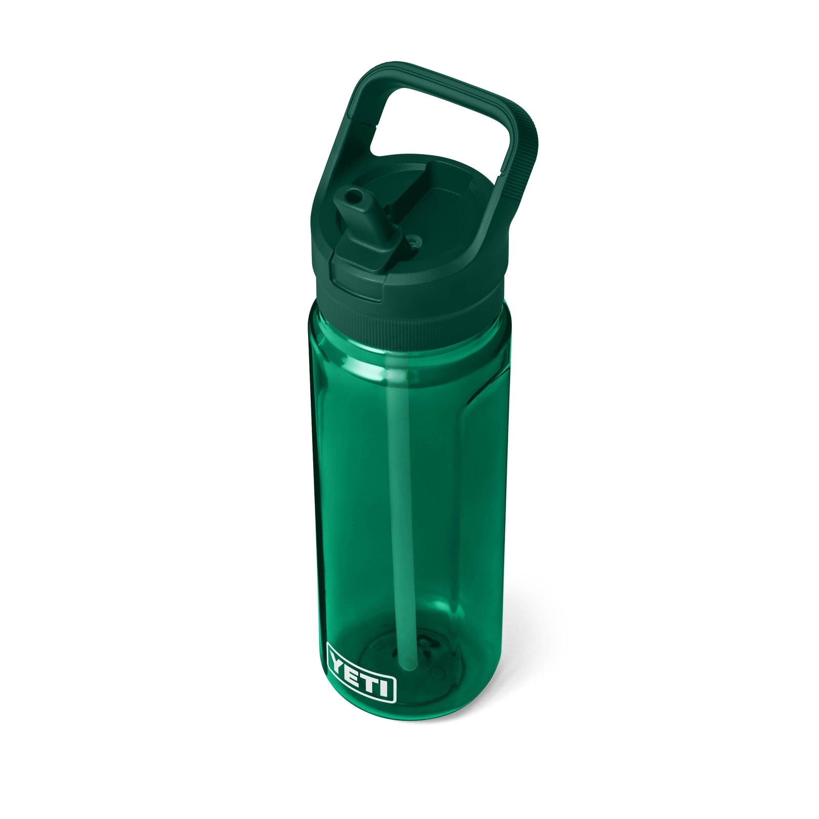 Die YETI® Yonder™ 750ml Straw Wasserflasche in Black Forest Green verfügt über einen integrierten Strohhalm, einen Schraubdeckel und einen Tragegriff. Diese nachhaltige Trinkflasche von YETI ist ideal für den täglichen Bedarf an Flüssigkeit.