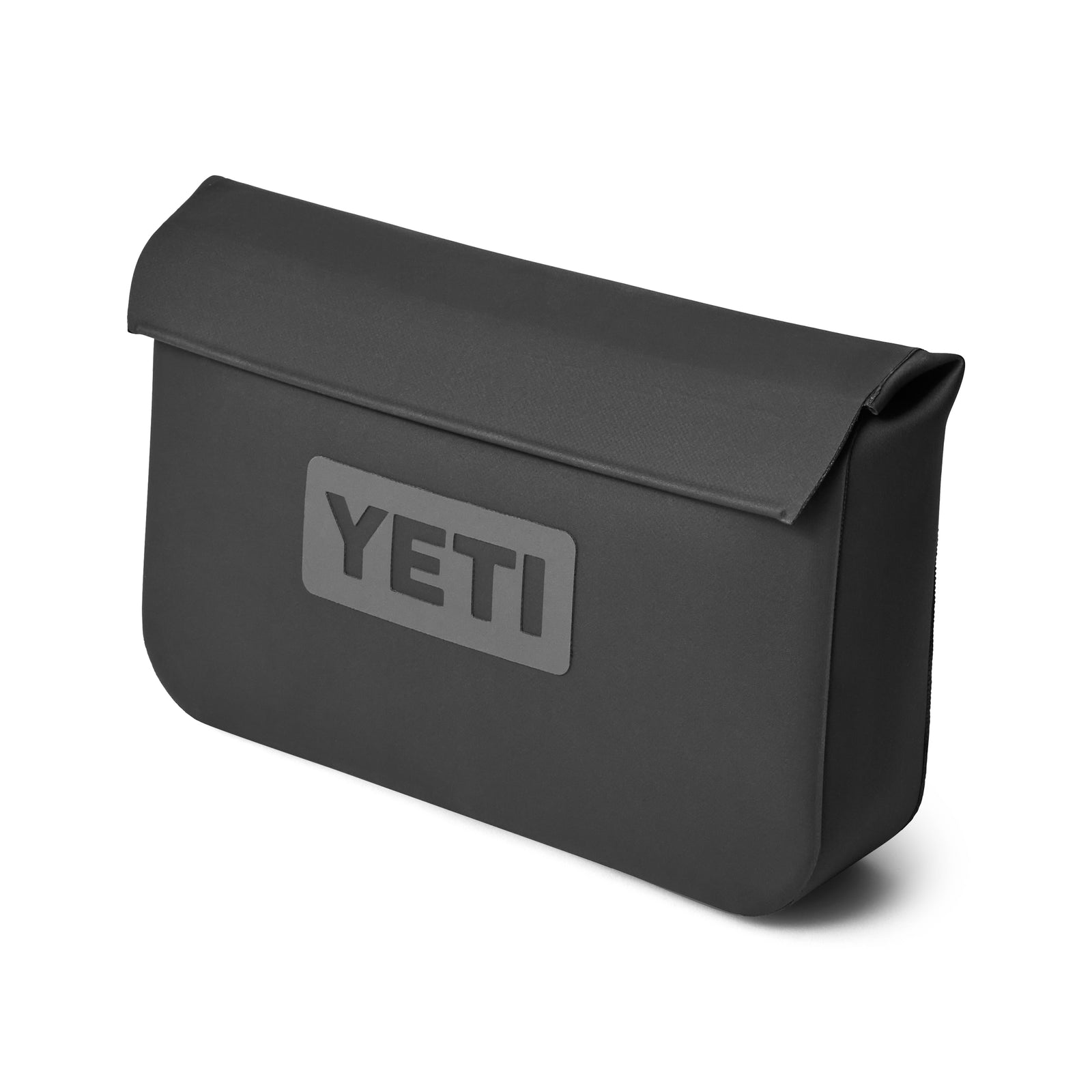 Die YETI® Zubehörtasche - Sidekick® 3L in Charcoal ist eine schwarze, rechteckige, wasserdichte Zubehörtasche mit Klappenverschluss und YETI-Branding - ideal für Trekking-Ausrüstung oder als zuverlässiger Begleiter bei jedem Abenteuer.