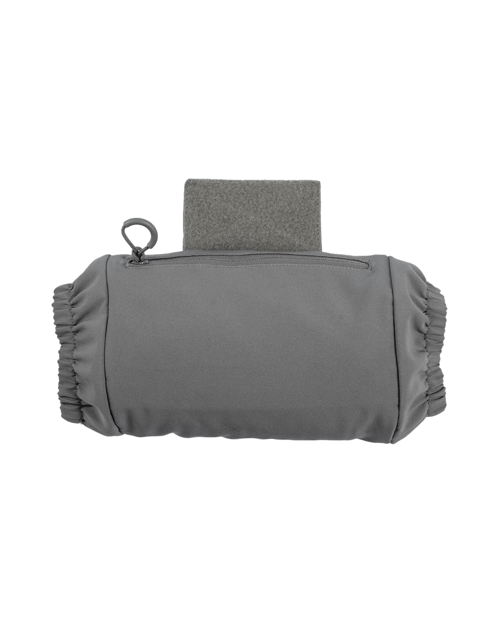 Graue, rechteckige Tasche mit Reißverschluss oben, elastischen Seiten, linker Schlaufe und Filzklappe. Perfekt abgestimmt auf den EBERLESTOCK Recon Handwarmer für zusätzlichen Komfort bei kalten Bedingungen.