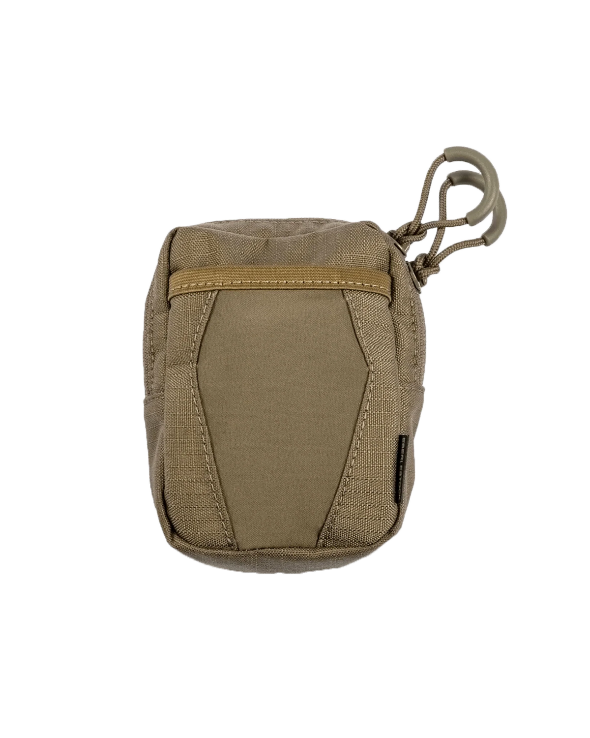 Die EBERLESTOCK Recon Utility Pouch ist eine kompakte, hellbraune/coyotefarbene MOLLE-kompatible Tasche mit Reißverschluss, sechseckiger Frontplatte, Paracord-Zug und Karabinerhaken - perfekt für die taktische Organisation.
