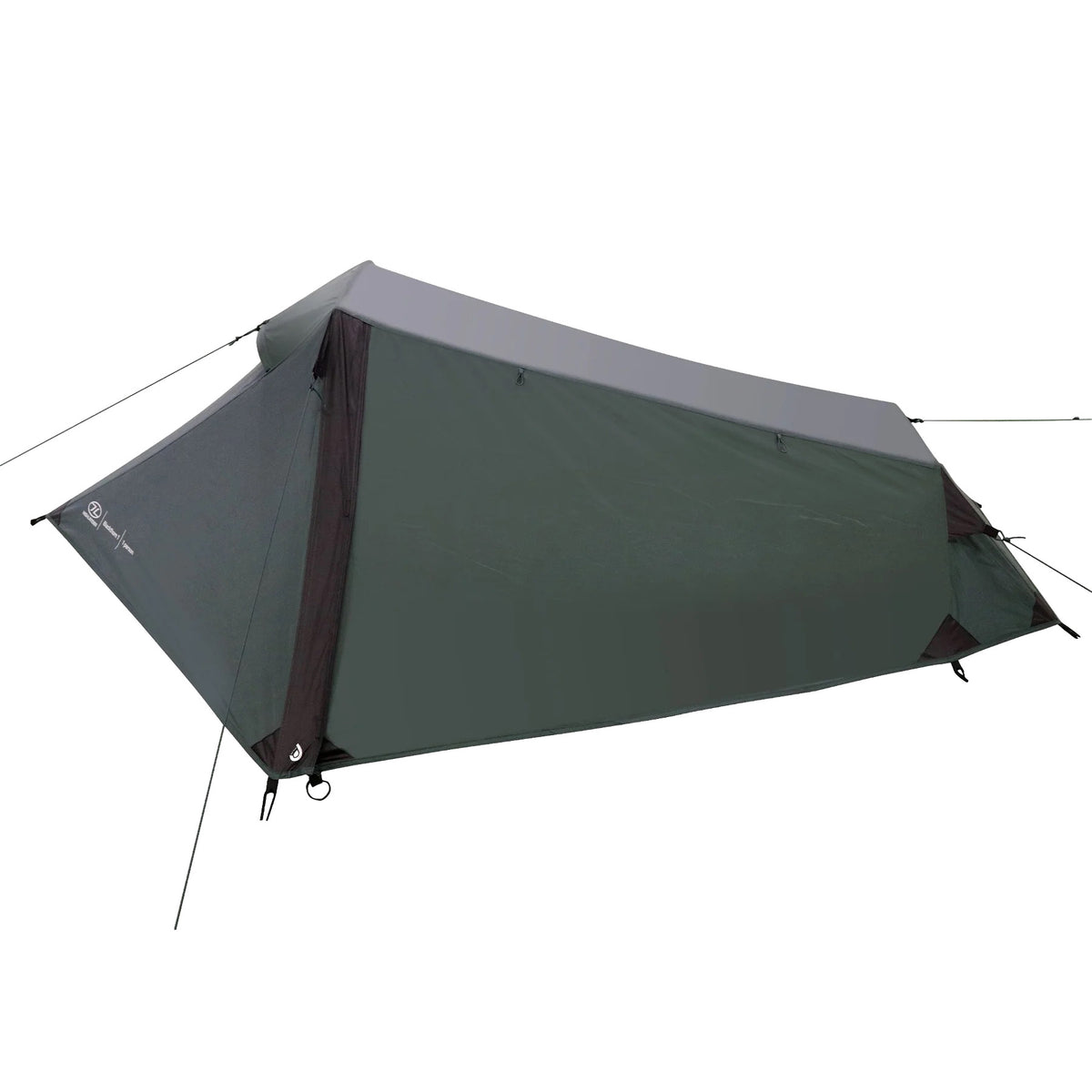 Das HIGHLANDER FORCES Highlander Zelt Blackthorn 1 Gen2 - Green ist ein leichtes 1-Personen-Zelt mit einem niedrigen, kantigen Design und gespannten Abspannleinen - ideal für Camping- und Trekkingabenteuer.