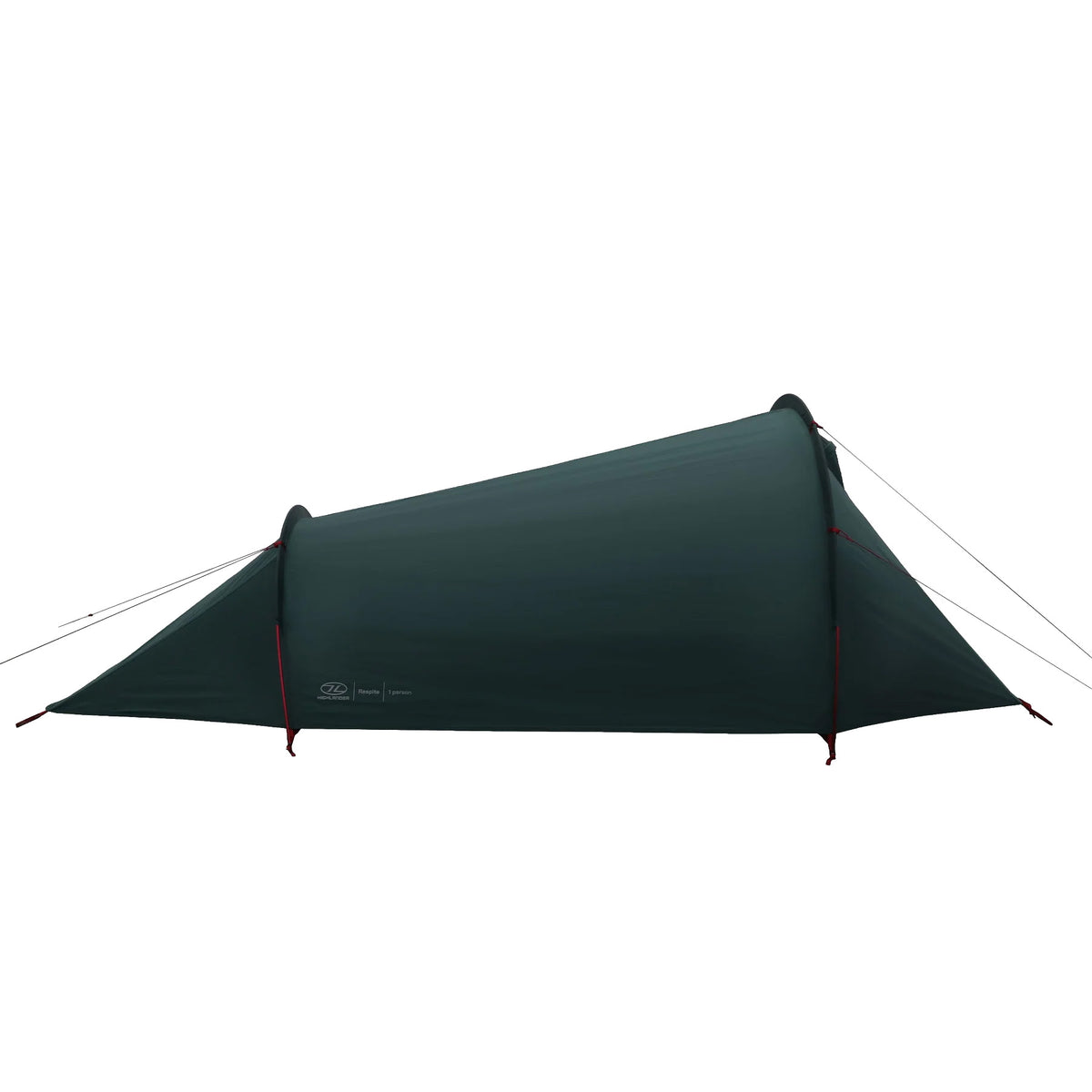 Das HIGHLANDER FORCES Highlander Respite 1 Personen Tunnelzelt in Pine Green zeichnet sich durch eine flache, aerodynamische Form mit straffen Abspannleinen aus - ideal als leichtes Trekkingzelt beim Camping.