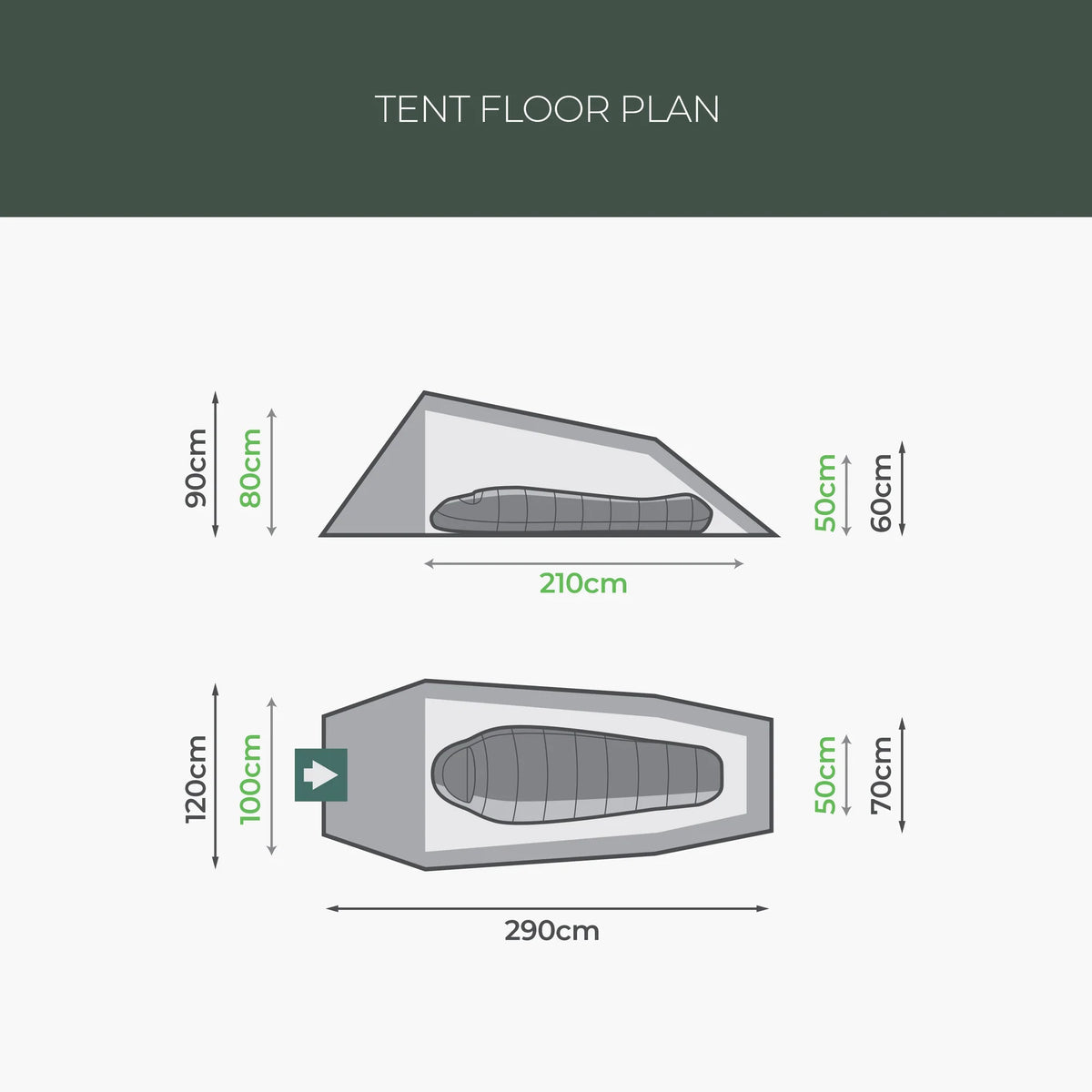 Highlander Respite 1 Personen Tunnelzelt - Pine Green