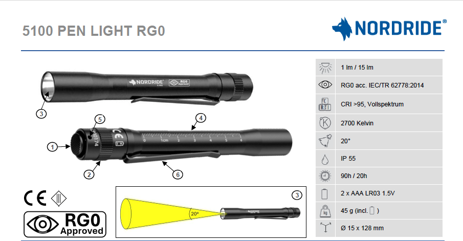 Nordride Taschenlampe Pen Light RG0