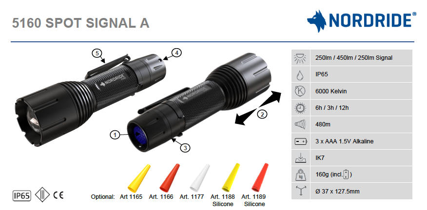 Nordride Taschenlampe Spot Signal A Set Rot