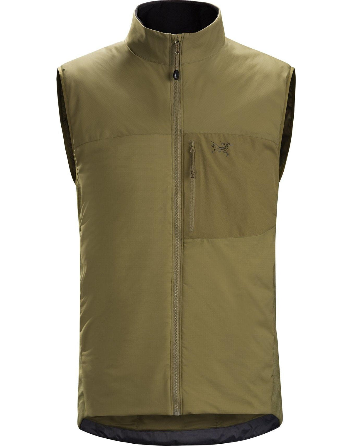 Die ARC'TERYX LEAF Arc'teryx Atom Vest LT Gen2.1 in Crocodile ist eine ärmellose Weste mit Polartec-Isolierung, hohem Kragen, Frontreißverschluss und Brusttasche mit Reißverschluss - strapazierfähig und ideal für den taktischen Einsatz im Freien oder in der Freizeit.