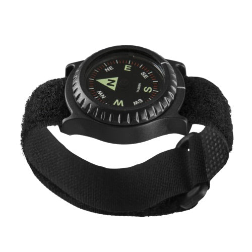 Der HELIKON-TEX Helikon-Tex T25 Armbandkompass ist ein schwarzer Kompass für das Handgelenk mit einem runden Zifferblatt, einem fetten N für Nord und einem strukturierten, verstellbaren Armband - perfekt als Outdoor-Kompass für die Navigation.