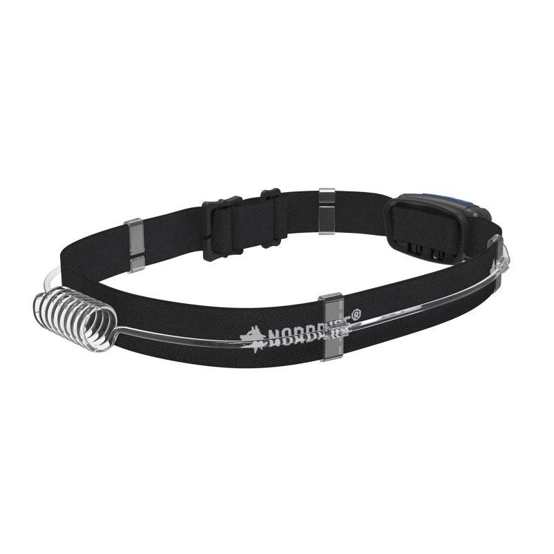 Die NORDRIDE Strinlampe Active Sport R ist ein schwarzes, verstellbares Hundetrainingshalsband mit einem Metallzinken und einem kleinen elektronischen Gerät, das für den zuverlässigen Einsatz in jeder Umgebung entwickelt wurde und sich an der Langlebigkeit der Outdoor-Sportlampen-Ausrüstung orientiert.