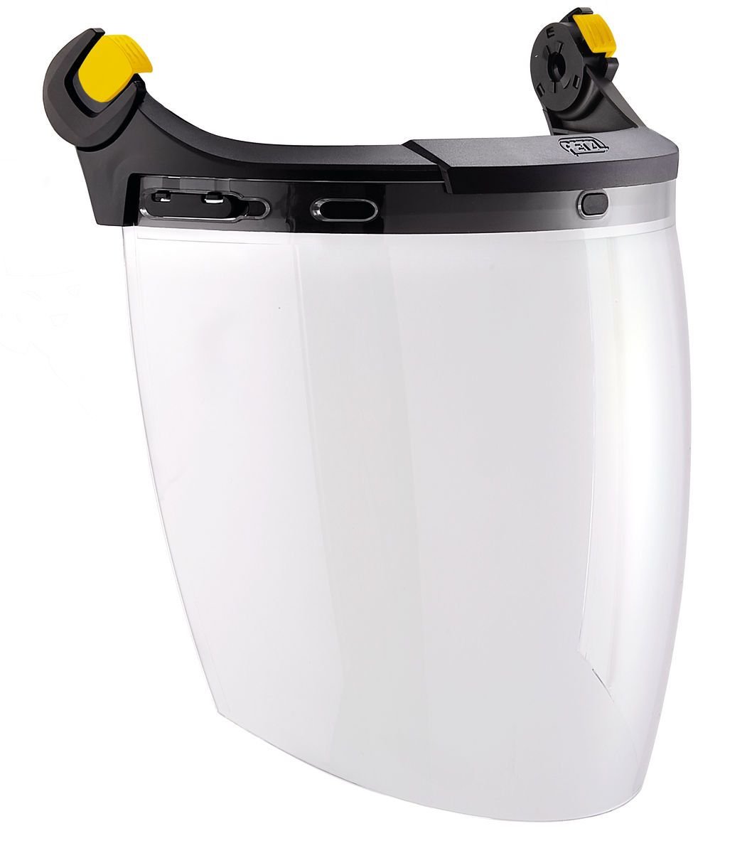 Das PETZL Schutzvisier VIZEN ist ein durchsichtiges Kunststoffgesichtsschutzschild mit einem schwarz-gelben, verstellbaren Kopfband, das bei der Arbeit oder bei industriellen Tätigkeiten Schutz für das Gesicht bietet. Ideal für mehr Sicherheit als Teil Ihrer PSA.