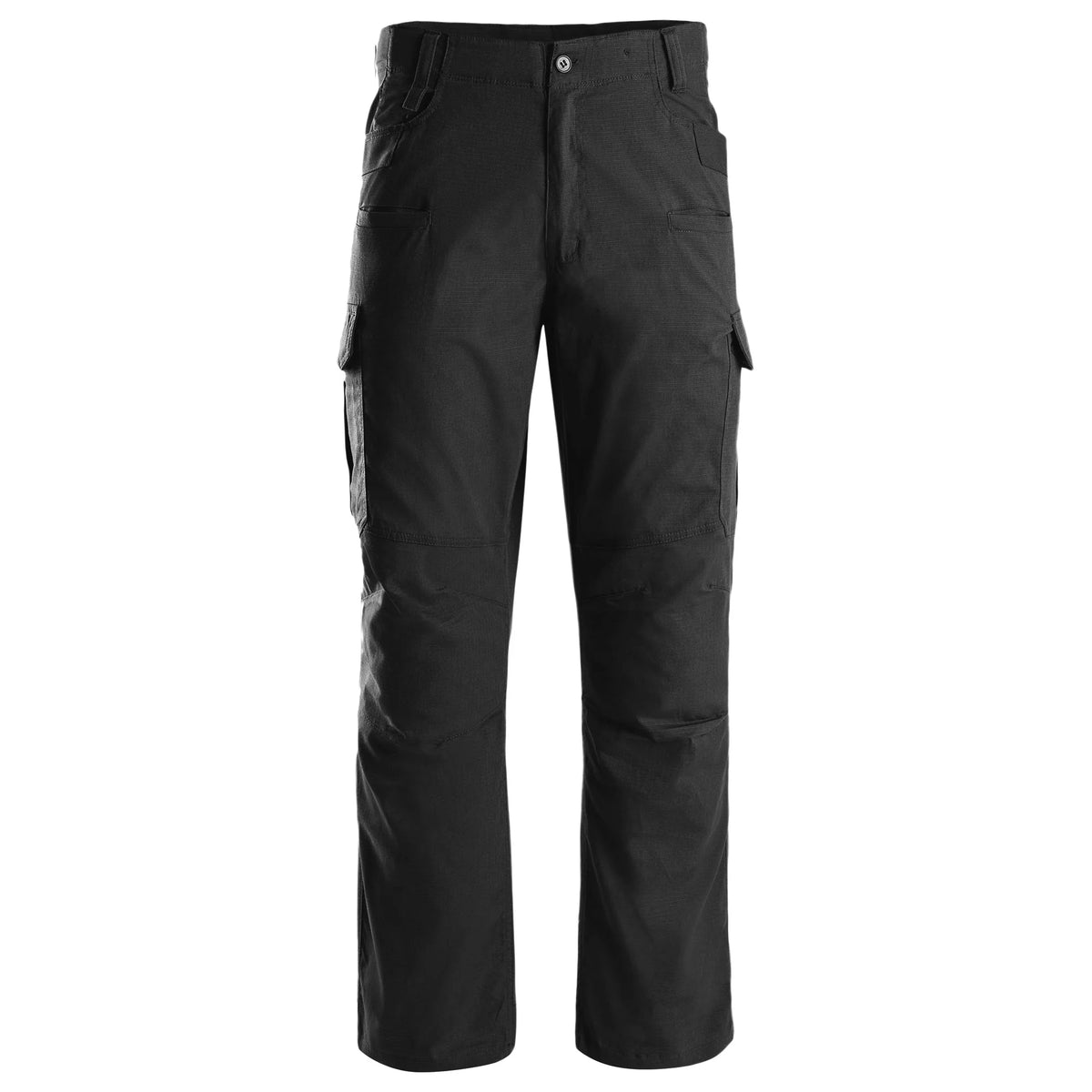Die STOIRM Tactical Trousers Gen2 - Black verfügt über mehrere Taschen, strapazierfähiges Ripstop-Stretchgewebe, gerade Beine, Gürtelschlaufen und einen Knopfverschluss - ideal für den Outdoor- oder Arbeitseinsatz.