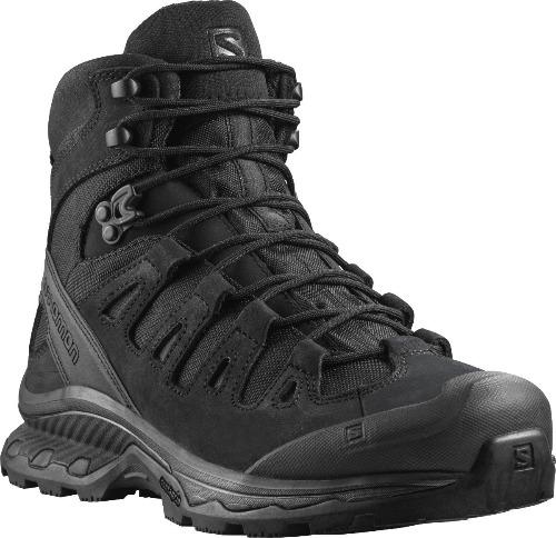 Der SALOMON FORCES QUEST 4D FORCES 2 EN - Black ist ein High-Top-Wanderstiefel mit robuster Sohle, sicheren Schnürsenkeln und verstärkter Spitze und Ferse, der für den anspruchsvollen Einsatz im Freien und im militärischen Bereich gebaut wurde.