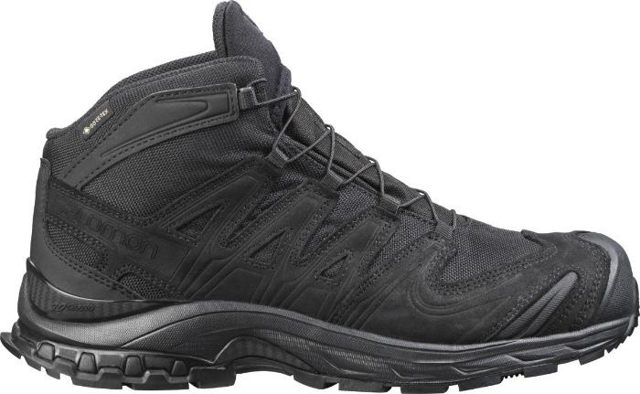 Der SALOMON FORCES Salomon XA FORCES MID GTX EN - Black ist ein wasserdichter, knöchelhoher Einsatzschuh mit robustem Profil, Mesh- und Synthetik-Overlays sowie Schnürverschluss-perfekt für Militär, Polizei und Outdoor.