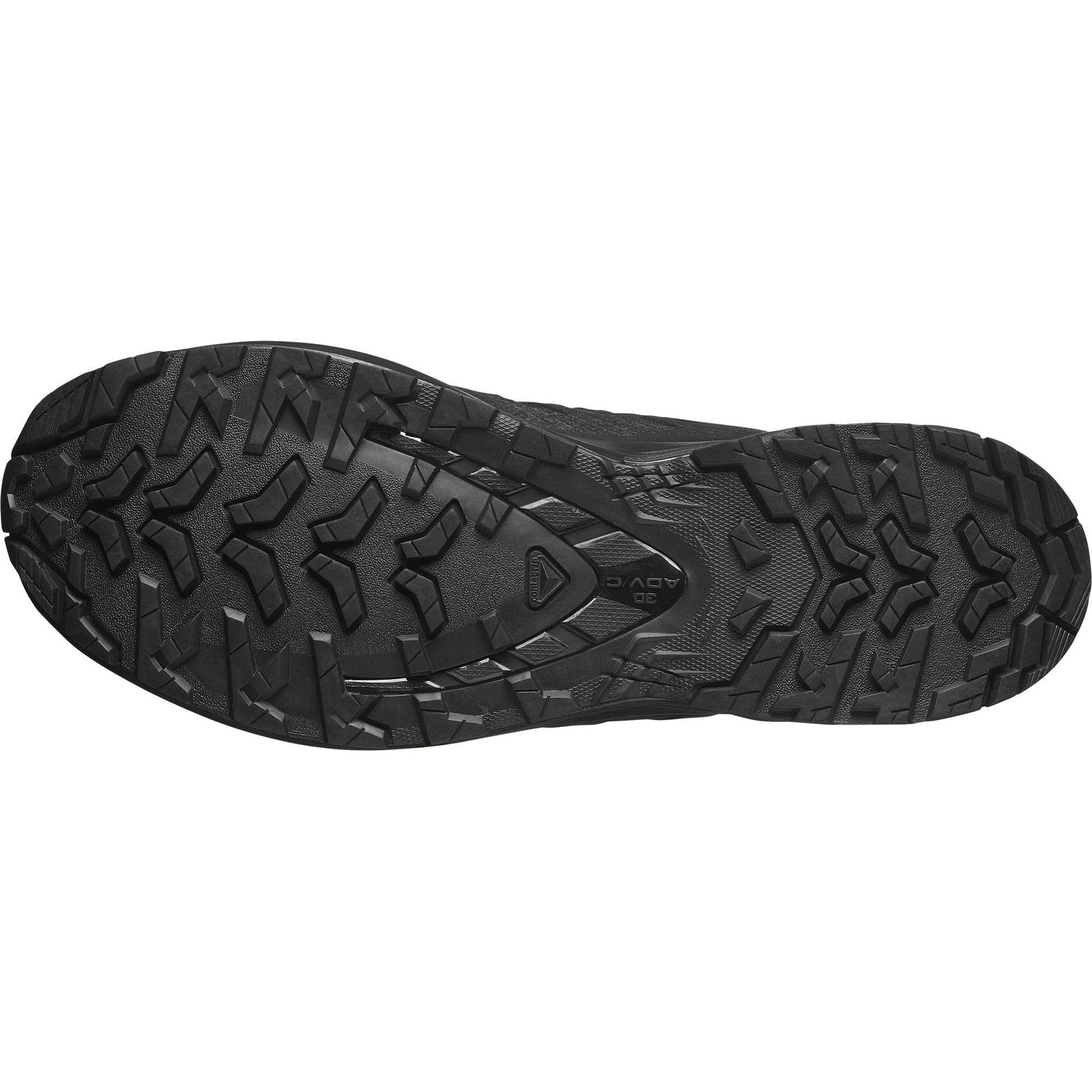 Das Bild zeigt die schwarze, strukturierte Gummisohle des SALOMON FORCES Salomon XA PRO FORCES GTX, die mit einem robusten, multidirektionalen Profil und der GORE-TEX Technologie für hervorragenden Halt und Traktion sorgt.