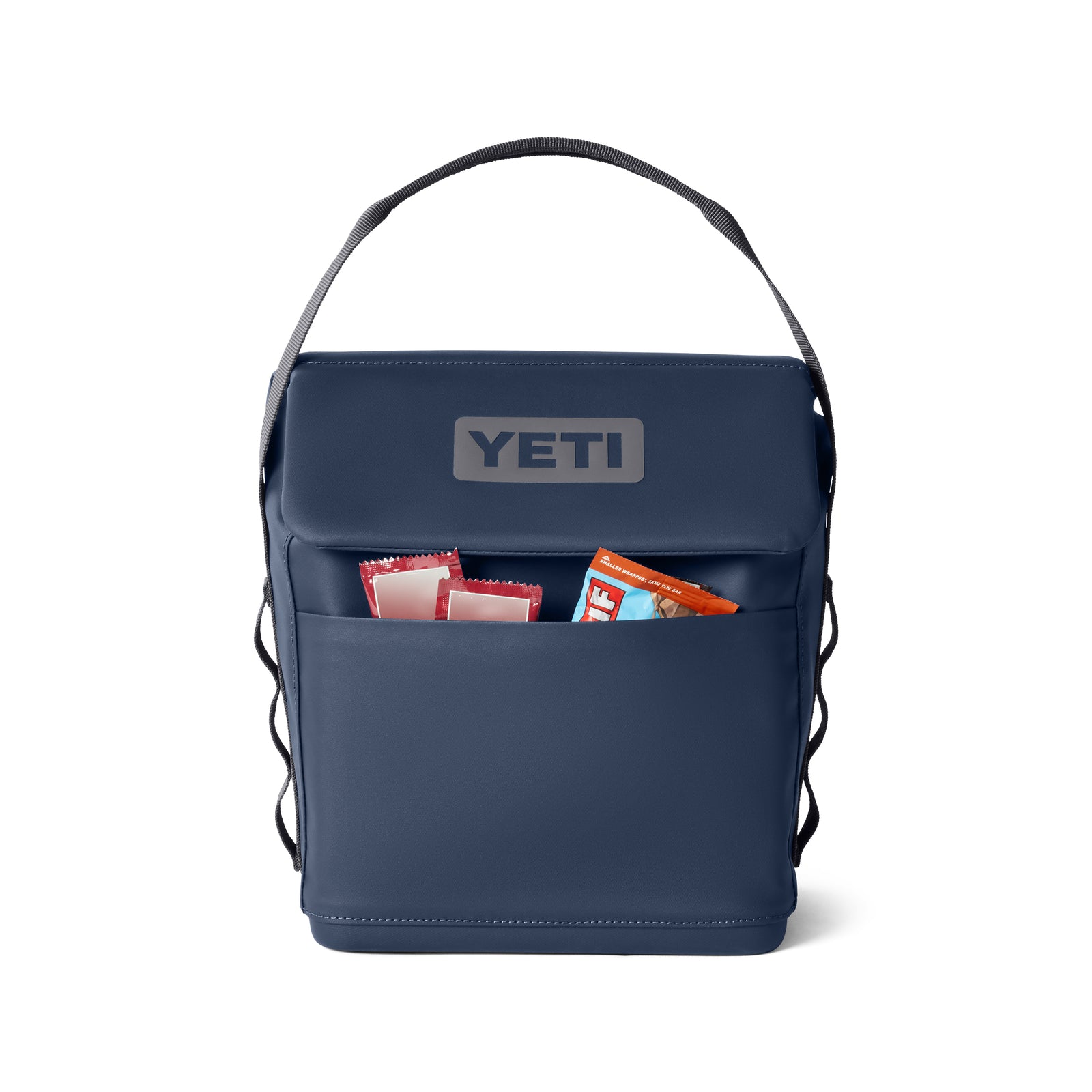 Eine navyfarbene YETI® Kühltasche Daytrip Lunch Bag 6L mit Gurt und Fächern, mit lebensmittelsicherer Isolierung, um Ihr Essen frisch und sicher zu halten.