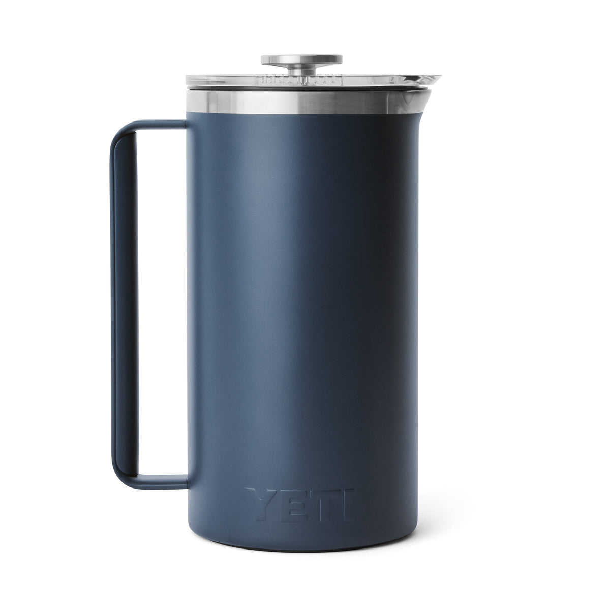 Der YETI® Rambler Pitcher 64 Oz in Navy mit robustem Griff und geprägtem Logo ist der ideale Partner für Ihre bevorzugte French Press oder Ihr Outdoor-Getränkegeschirr - perfekt für jedes Abenteuer.