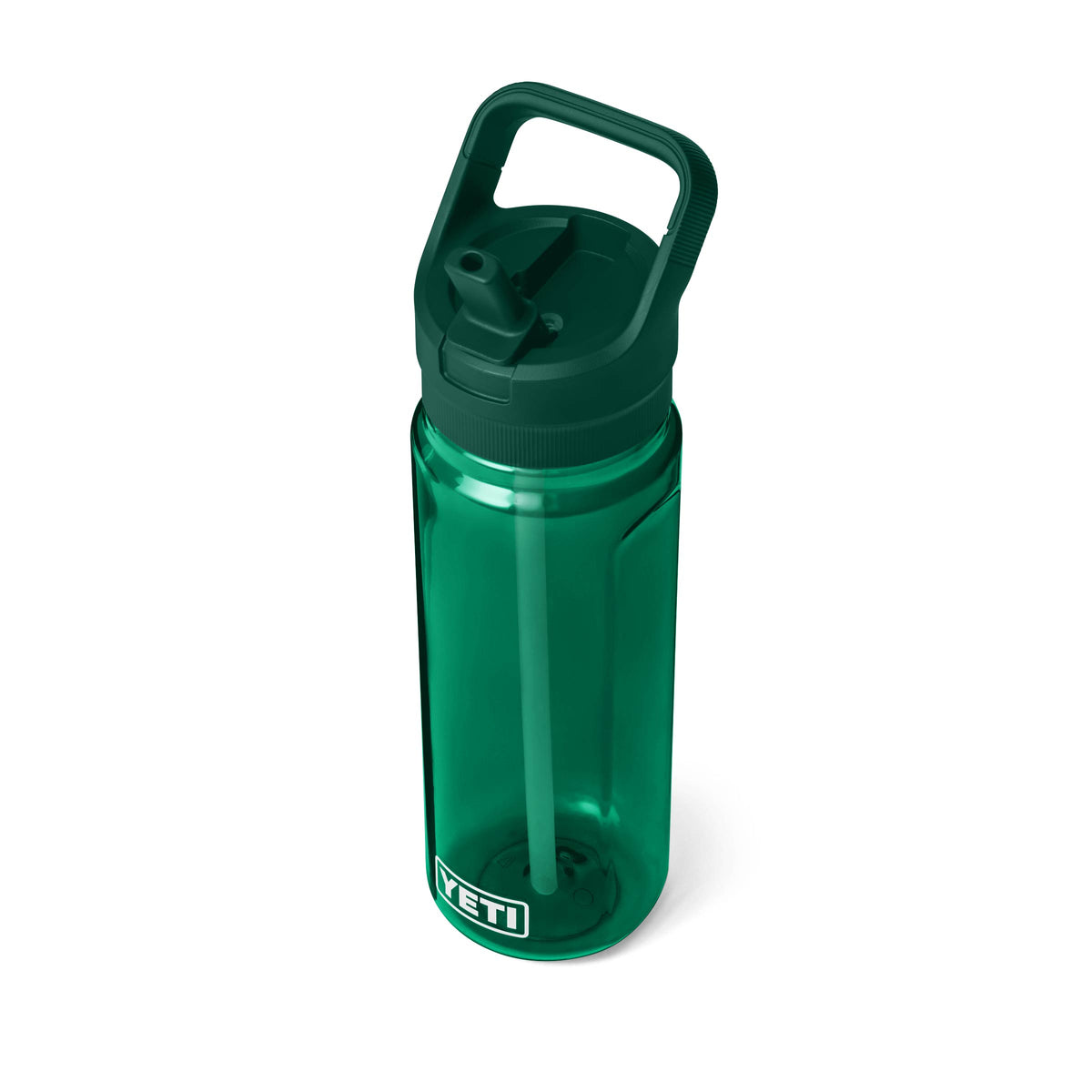 Die YETI® Yonder™ 750ml Straw Wasserflasche in Black Forest Green verfügt über einen integrierten Strohhalm, einen Schraubdeckel und einen Tragegriff. Diese nachhaltige Trinkflasche von YETI ist ideal für den täglichen Bedarf an Flüssigkeit.