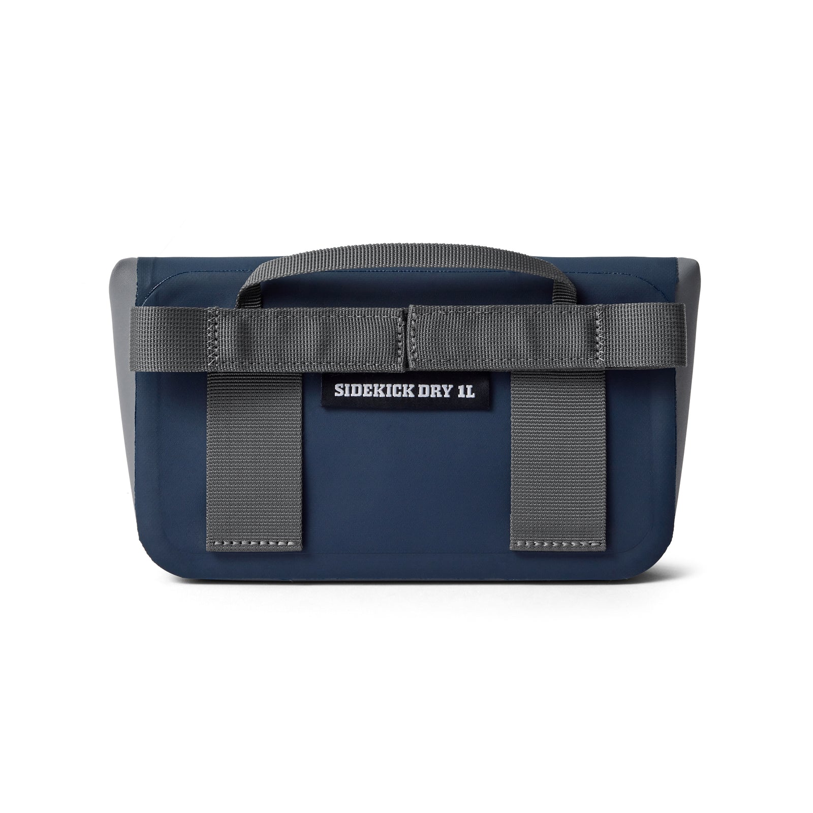 Die YETI® Zubehörtasche - Sidekick® 1L in navy ist eine wasserdichte Tasche mit vorderen Gurtbändern und einem Tragegriff - ideal für Outdoor-Abenteuer und hält Ihre Essentials trocken.
